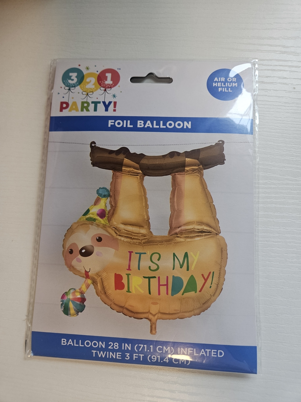 3 2 1 Party! Gold 'It's My Birthday' Sloth Foil Balloon
